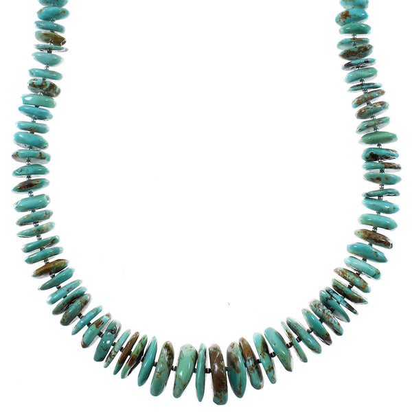 Sterling Silver Turquoise Navajo Native American Bead Necklace QX76869